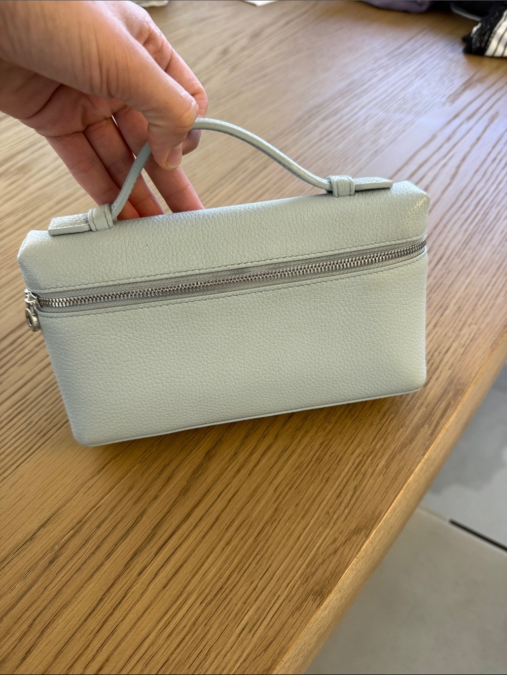 Loro Piana Pale Blue Leather Wristlet Clutch